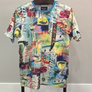 Super Shine by Drill Graphic Vegas Casino Print Tee Shirt.  Sz M
